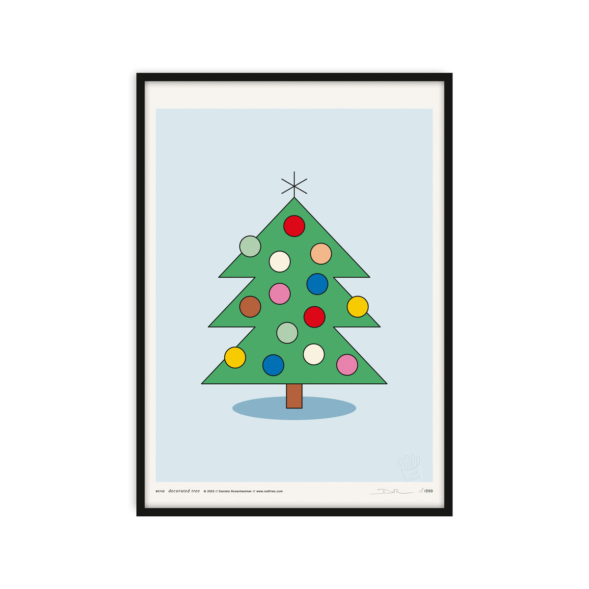 #0740 decorated tree blue a3