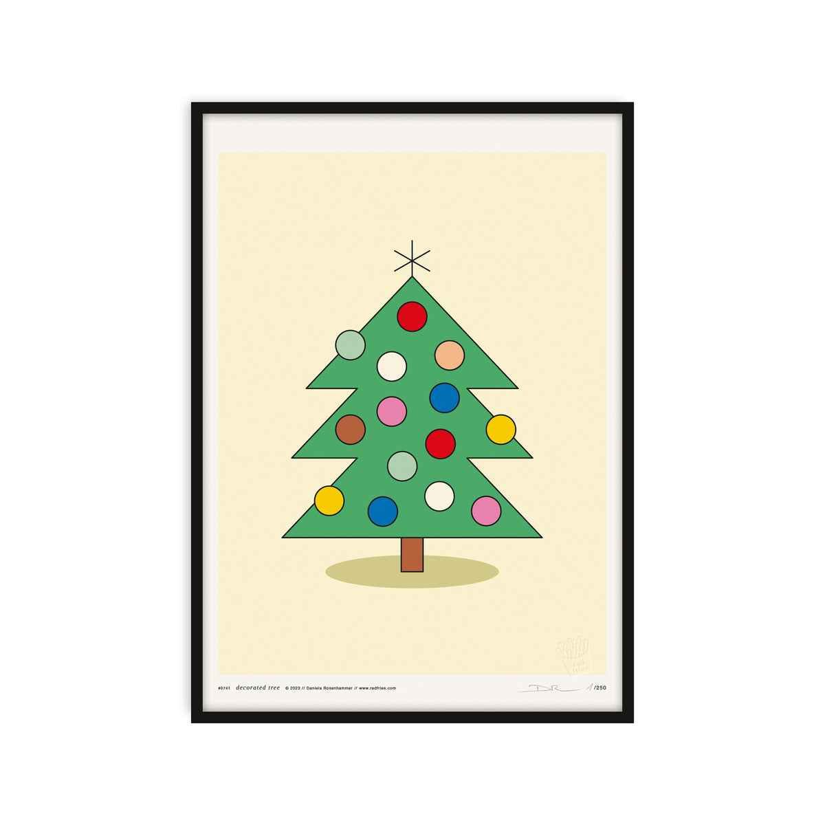 #0741 decorated tree yellow a3