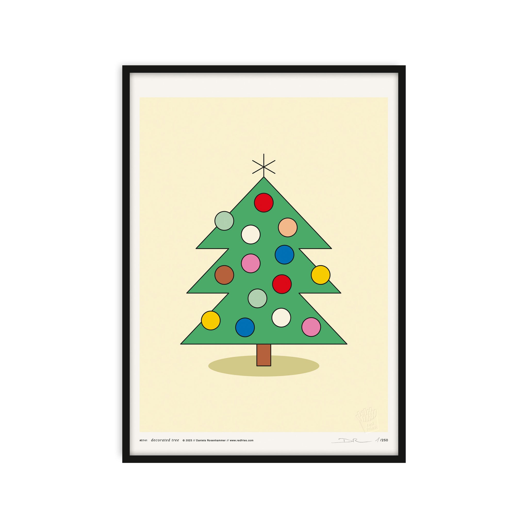 #0741 decorated tree yellow a3