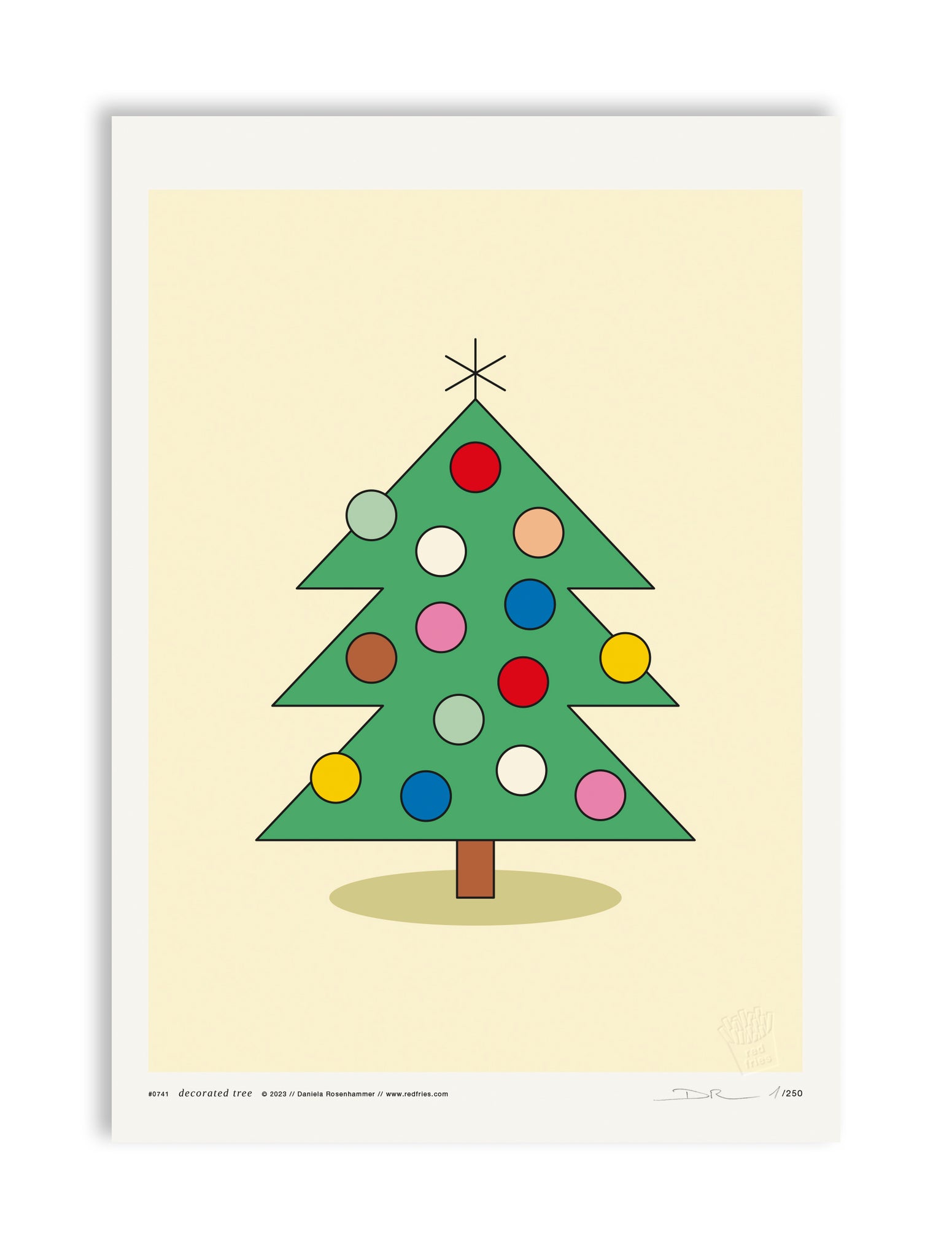 #0741 decorated tree yellow a3