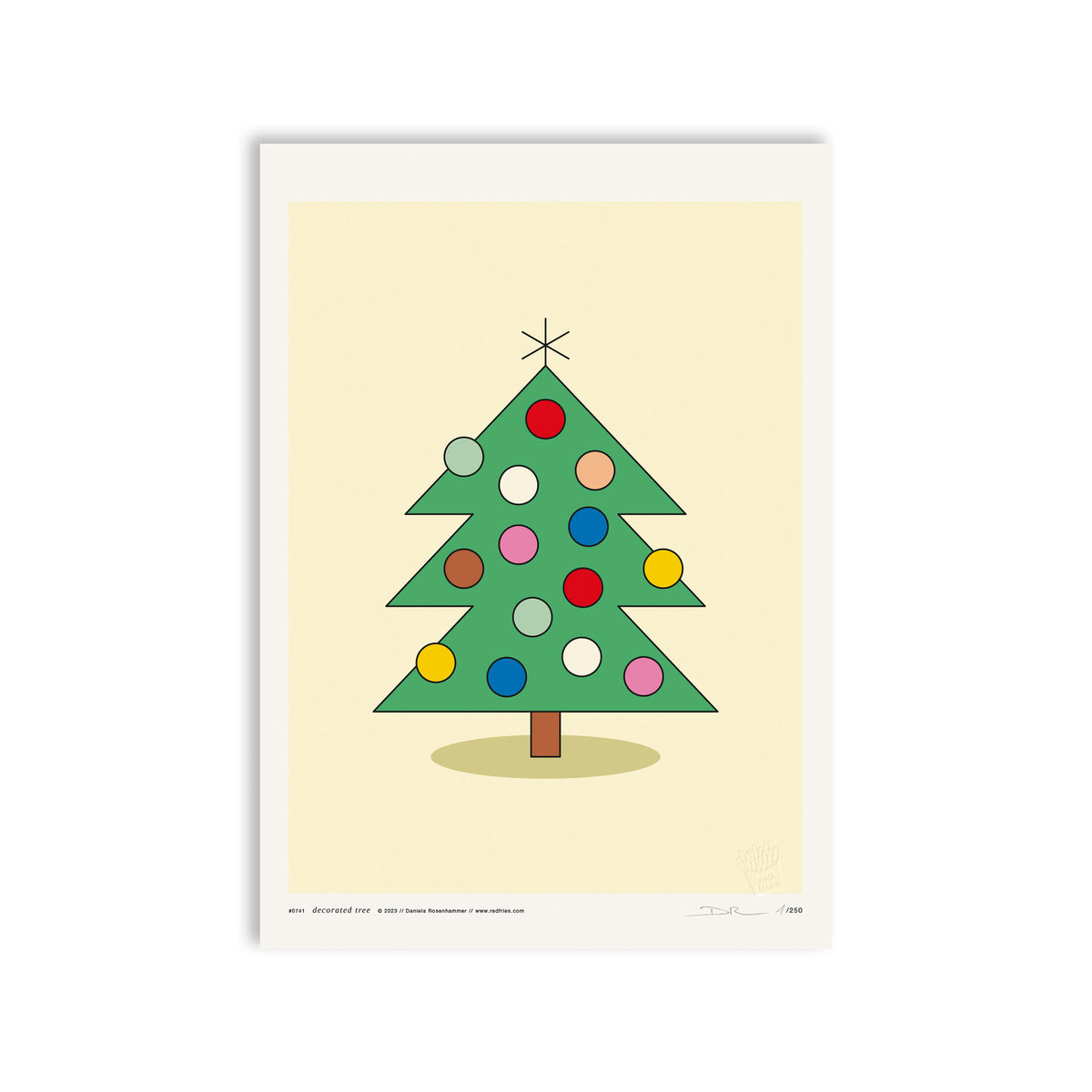 #0741 decorated tree yellow a3